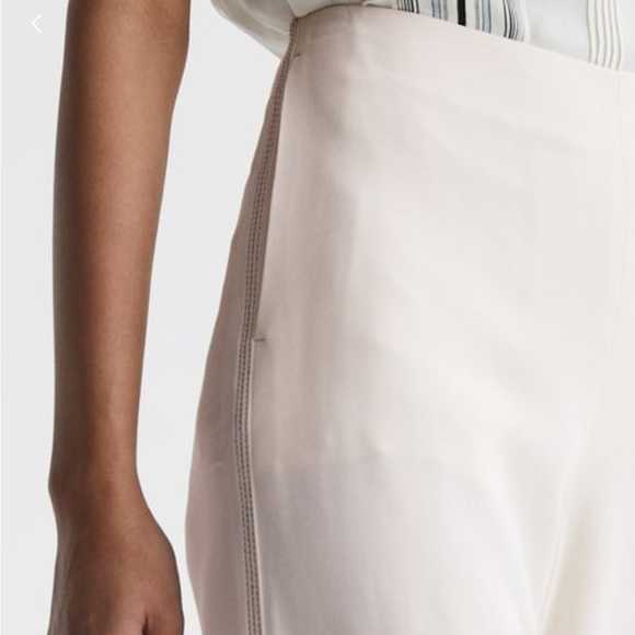 REISS Pant CARLIE MID RISE WIDE LEG TROUSERS Cream Career Sz 14 NEW - Picture 3 of 16